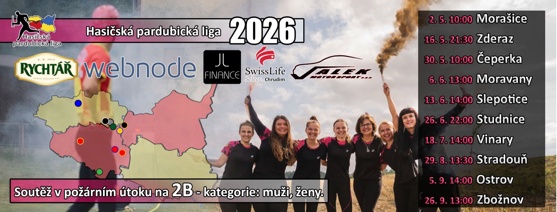 Banner Hasičské Pardubické ligy 2026 s termíny závodů